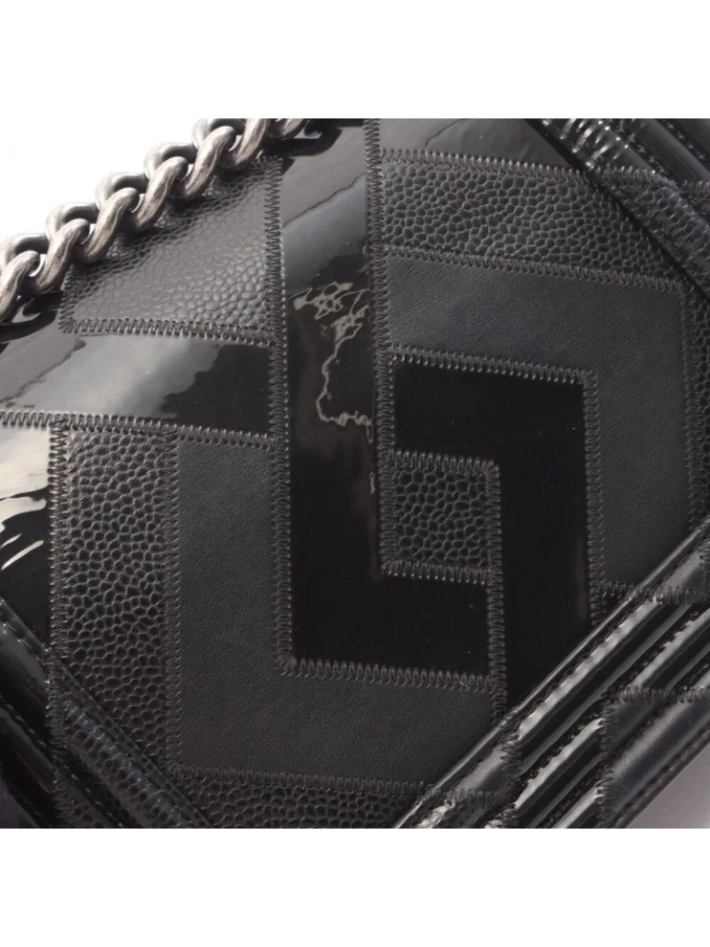 Chanel Shoulder Bag Boy Small Black Caviar Leather Chain Shawl